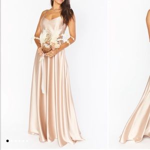 Faith Champagne Maxi Dress in Luxe Satin